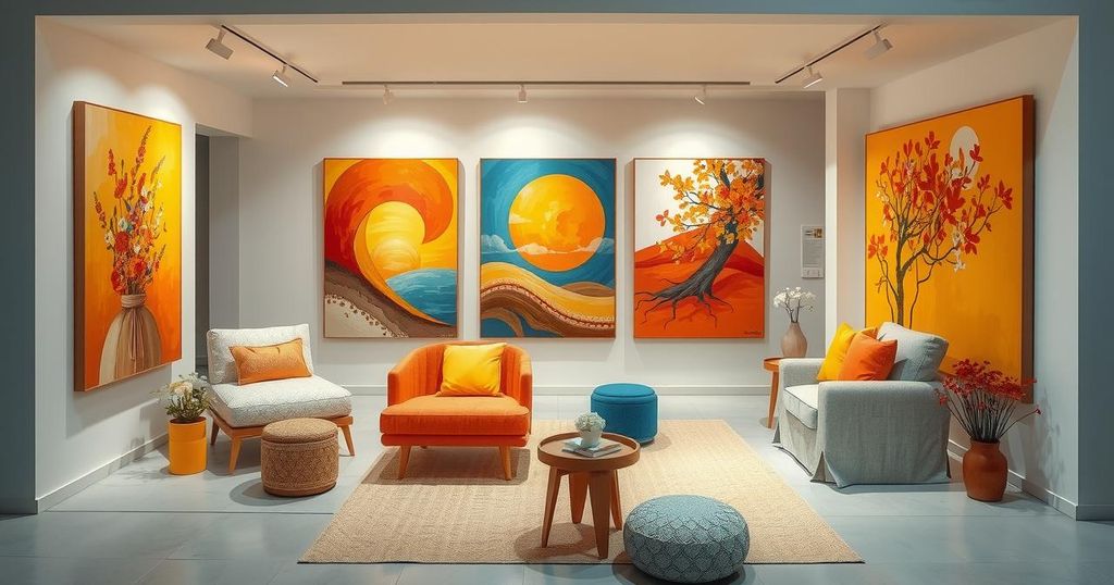 Pameran seni dengan karya artistik penuh warna untuk mendukung kesejahteraan pasien di institusi perawatan.