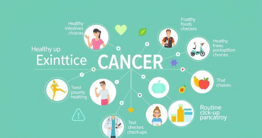 Infographic on cancer education initiatives highlighting healthy lifestyle choices and prevention methods in Linn County.