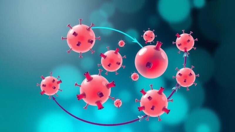 Gambar diagram sirkulasi tumor pada penelitian kanker dengan latar belakang berwarna biru dan hijau.