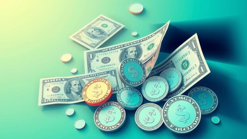 Dollars symbolizing funding support for cancer research initiatives in a colorful abstract style.