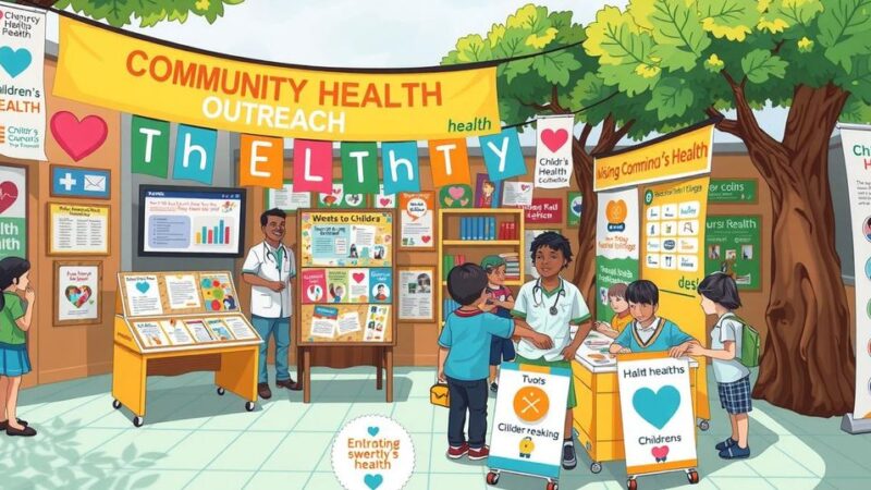 Sebuah komunitas melakukan penyuluhan kesehatan tentang kanker anak dengan suasana positif dan ceria.