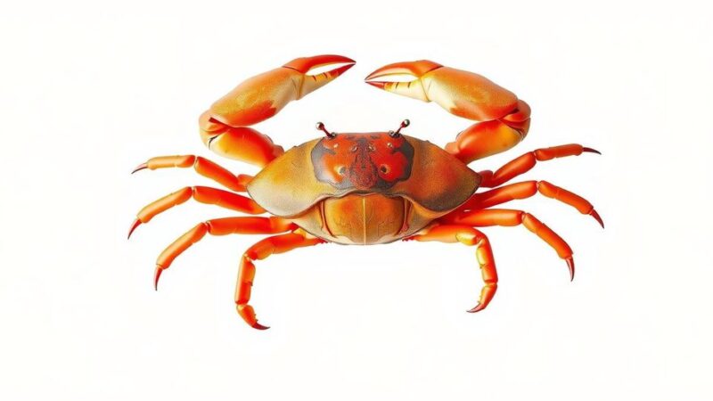 Simbol kepiting dengan latar belakang warna putih cerah yang memancarkan aura positif dan keberuntungan.