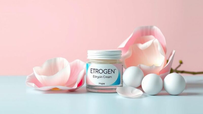 Krem estrogen yang aman untuk wanita pasca kanker payudara dengan latar belakang yang cerah.