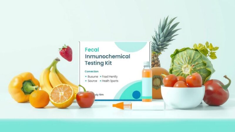 Visual representation of fecal immunochemical test for early colorectal cancer screening, emphasizing health awareness.