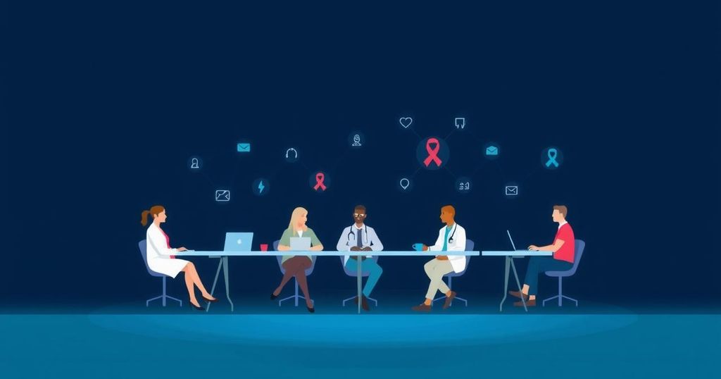 Panel discussion on cancer prevention strategies with a dark blue color scheme, emphasizing the urgency and expertise.