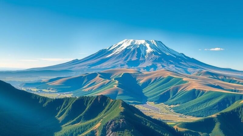 Pemandangan gunung Kilimanjaro dalam suasana cerah, melambangkan harapan dan perjuangan untuk kesadaran kanker.