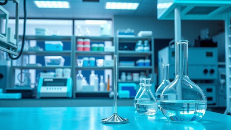 Tes darah mendeteksi keberadaan gen tumor dini, dengan latar belakang laboratorium ilmiah yang modern dan bersih.
