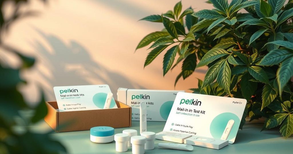 Paket pengujian mandiri untuk wanita dengan latar belakang alami sehat dan iluminasi hangat.
