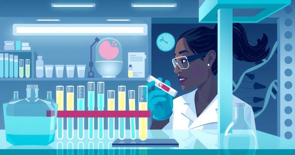 Ilustrasi penelitian inovatif untuk mendeteksi kanker menggunakan tes DNA dari urine.