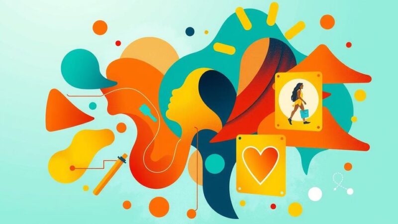 Vibrant abstract representation of prevention awareness for young people against HPV-related issues in India.