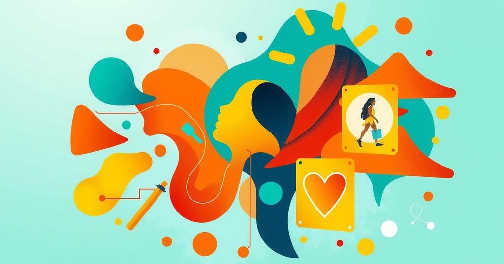 Vibrant abstract representation of prevention awareness for young people against HPV-related issues in India.
