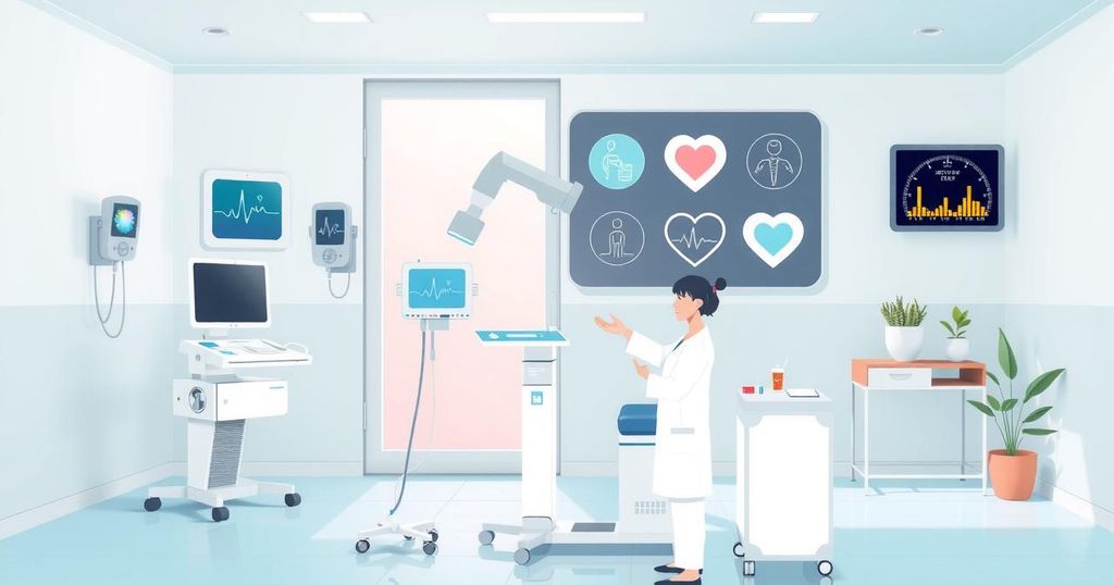 Ilustrasi menjelaskan pentingnya deteksi dini kanker dengan alat medis modern dan suasana positif yang cerah.