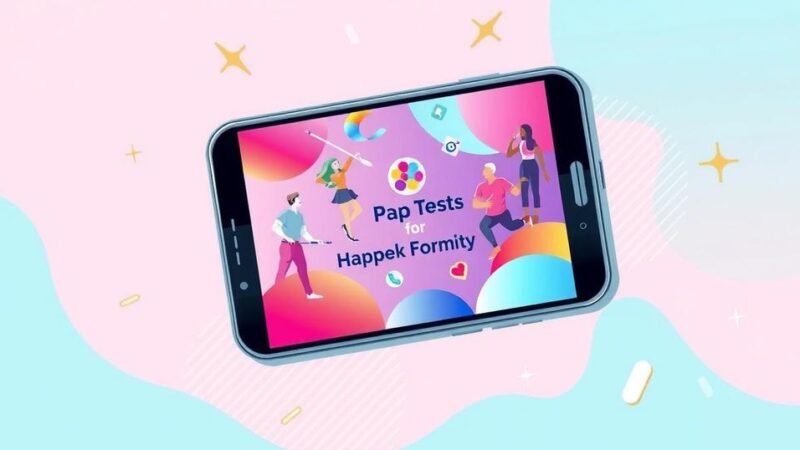 Grafis modern tentang edukasi sekaligus mempromosikan kesadaran tentang tes Pap melalui video yang menarik di platform media sosial.