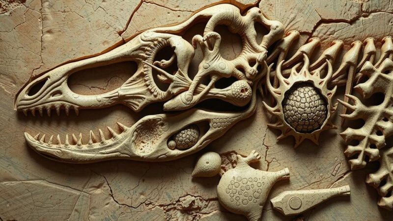 Sisa fosil dinosaurus dengan struktur mirip tumor, menggambarkan penemuan ilmiah menarik di bidang biologi.