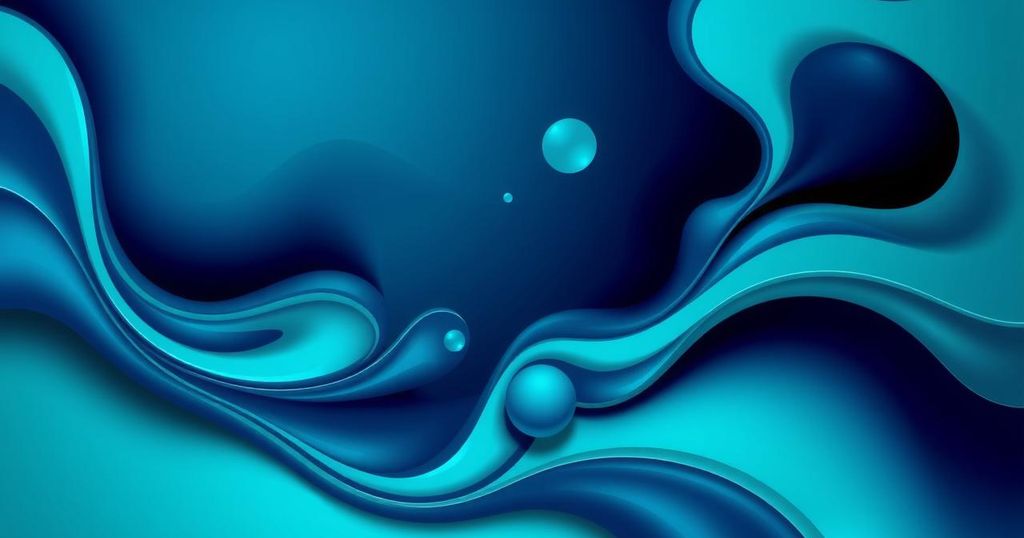 Pensive abstract representation of scientific research in oncology with deep blue and green hues.