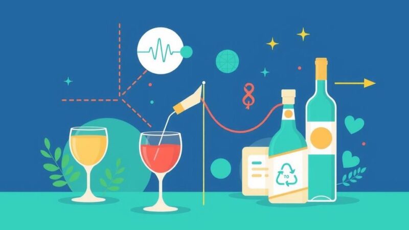 Ilustrasi yang menunjukkan kebijakan alkohol dalam pencegahan kanker dengan skema warna biru dan hijau.
