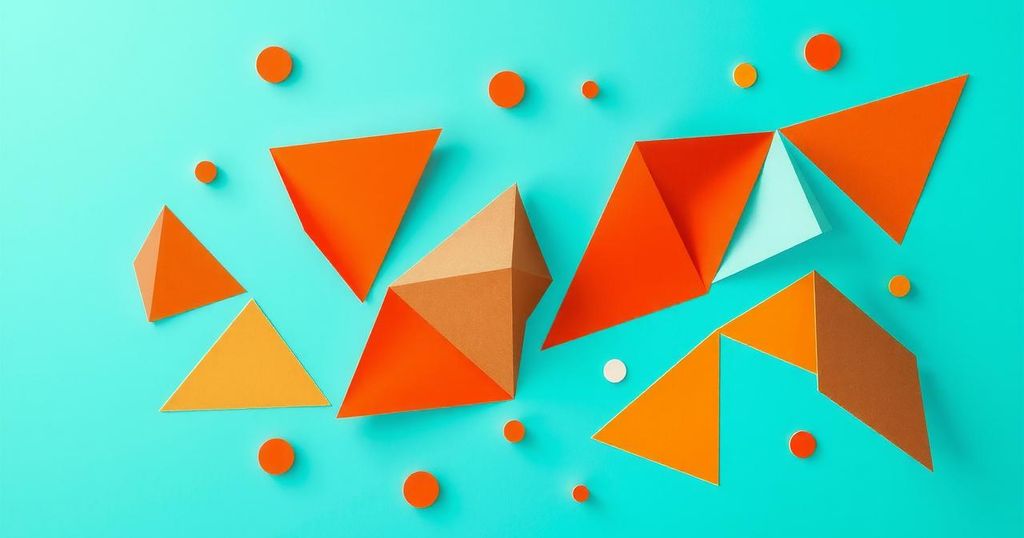 Gambaran abstrak yang menampilkan tren kesehatan dengan latar belakang warna cerah dan pola geometris.