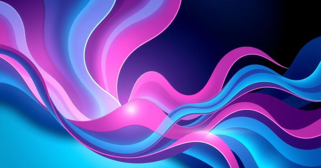Visual representation of innovative immunotherapy for advanced breast cancer with abstract colors.