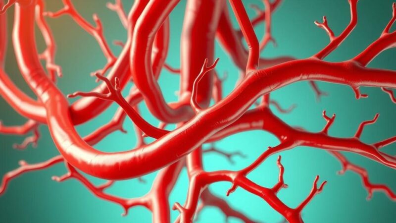 Visual representation of blood vessels and muscle tissue interconnected, showcasing nutrient flow and health.
