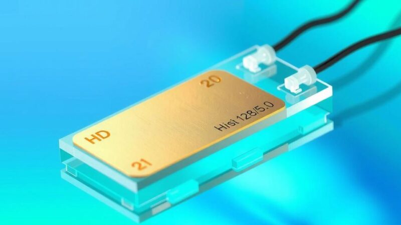Sensor CRISPR dengan elemen emas pada plastik pelindung, merepresentasikan teknologi diagnosis modern.