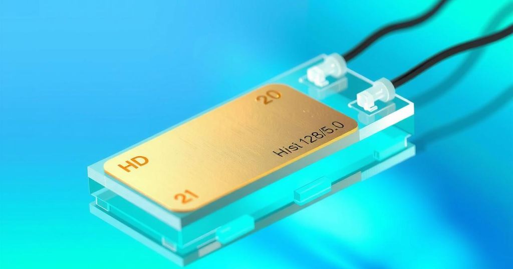 Sensor CRISPR dengan elemen emas pada plastik pelindung, merepresentasikan teknologi diagnosis modern.