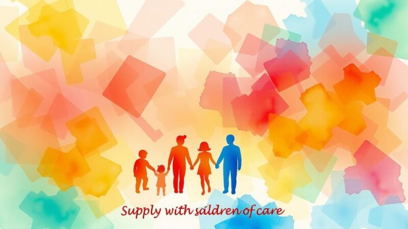 Ilustrasi dukungan untuk keluarga dengan anak sakit, simbol solidaritas dan harapan di latar belakang warna cerah.