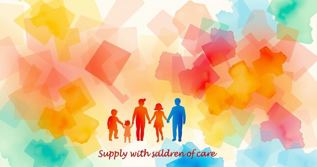 Ilustrasi dukungan untuk keluarga dengan anak sakit, simbol solidaritas dan harapan di latar belakang warna cerah.