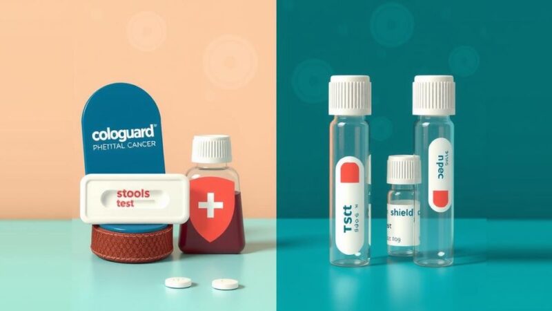 Representasi visual alat dan metode skrining kanker usus besar yang inovatif dan sensitif.