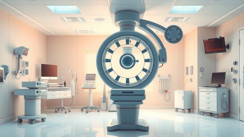 Gambaran terapi radioterapi intraoperatif di ruang rumah sakit Bronx dengan peralatan canggih dan suasana modern.