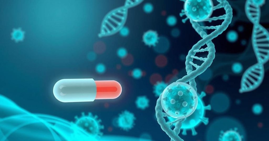 DNA aptamers delivering drugs targeting leukemia stem cells in a scientific illustration with blue and green colors.