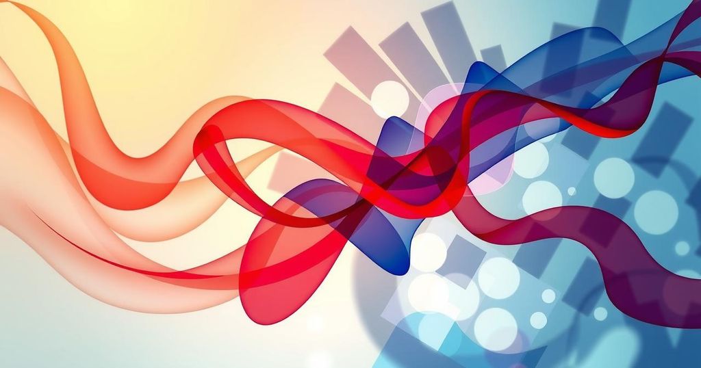 Gambar abstrak dengan warna hangat dan dingin yang menunjukkan konsep kemajuan dalam penelitian kanker.